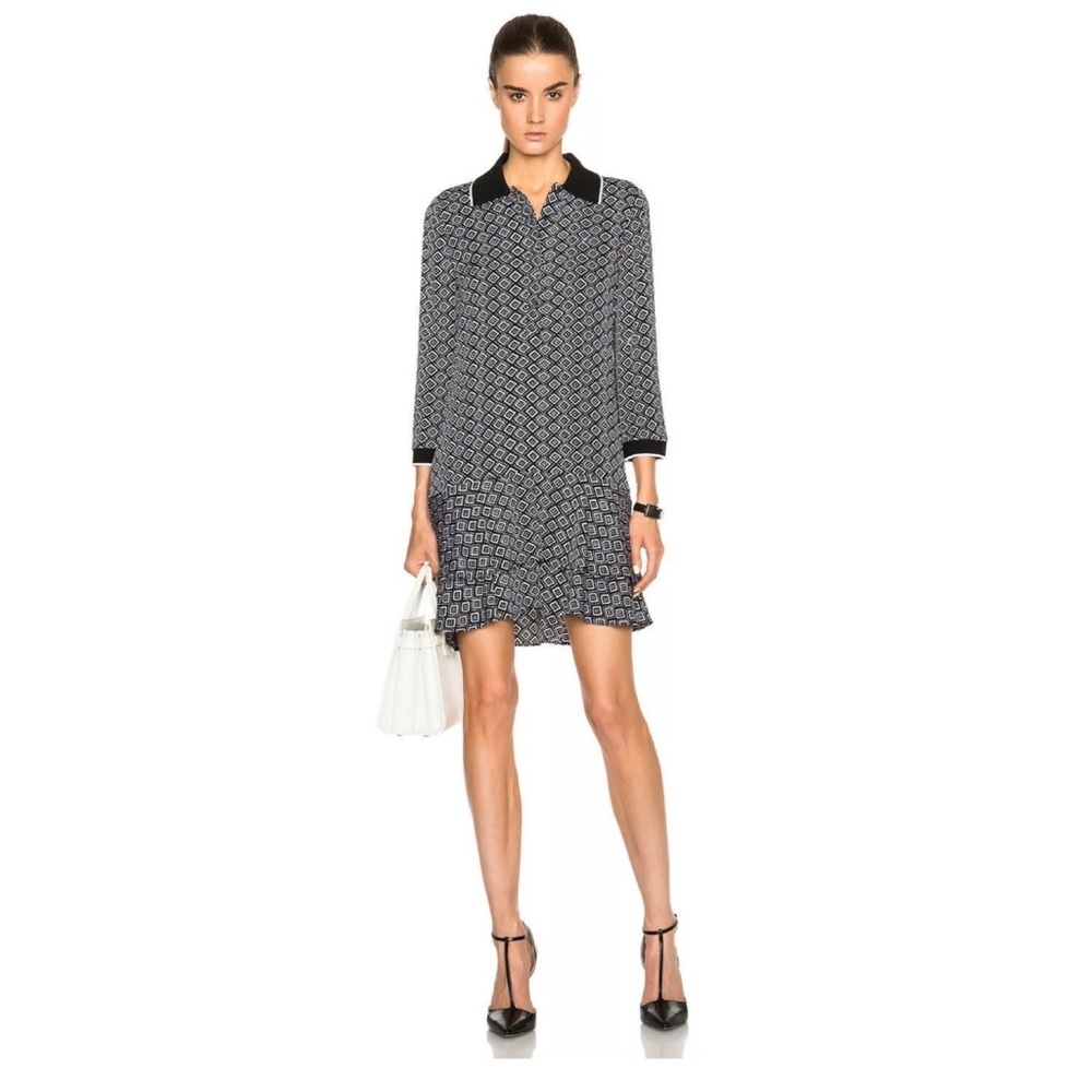 Diane Von Furstenberg Black and Gray Patterned Dress